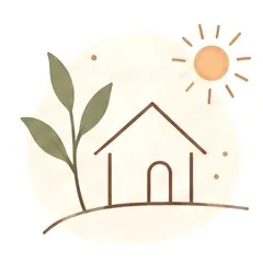 Casa con una planta y el sol