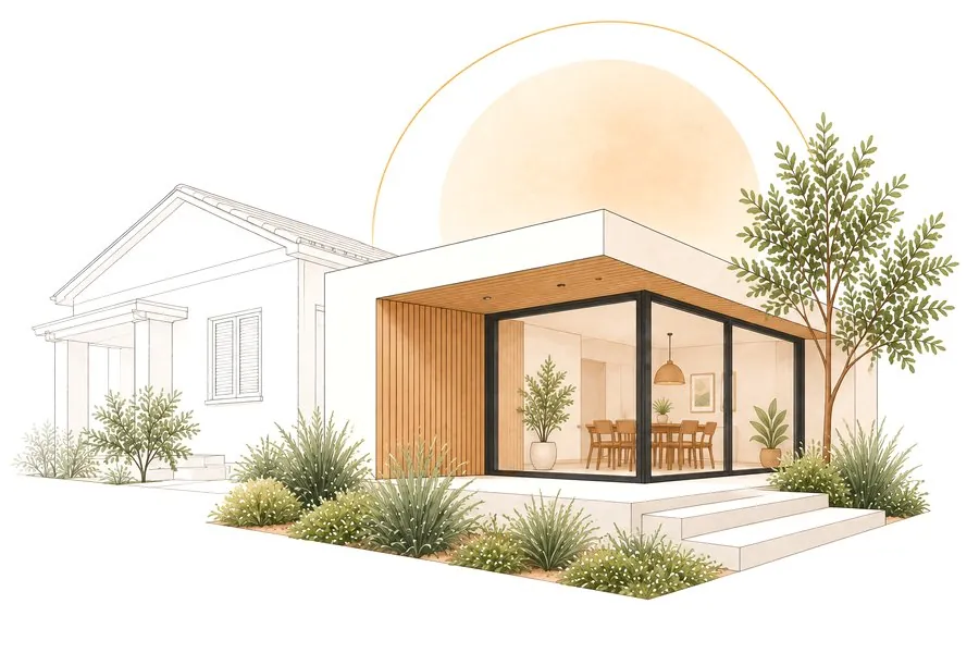 Casa existente con una ampliación contemporánea integrada